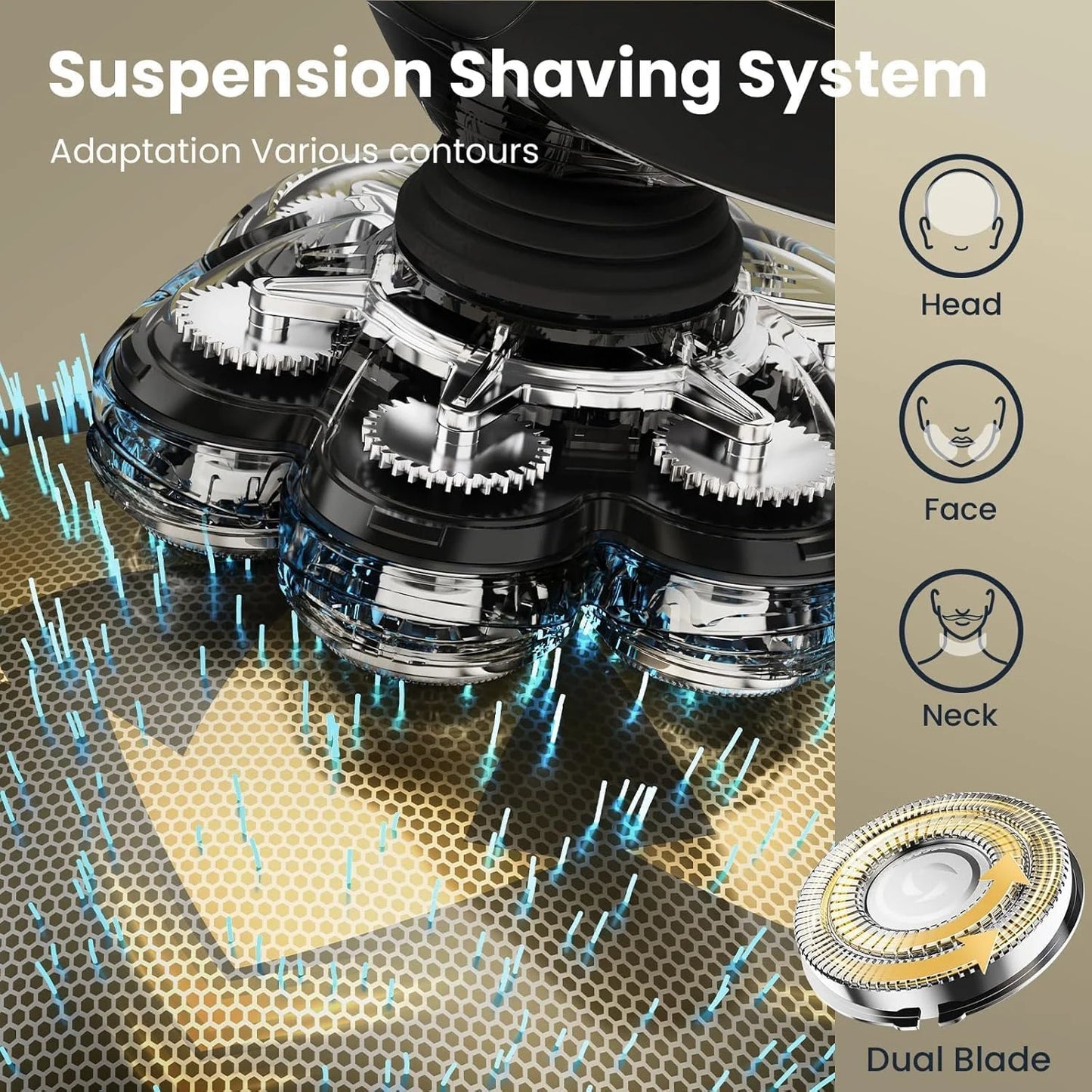 5-in-1 7D Electric Head Shaver for Bald Men, Magnetic Detachable Rotary Shaver, IPX7 Wet & Dry, LED Display, USB-C Rechargeable Grooming Kit